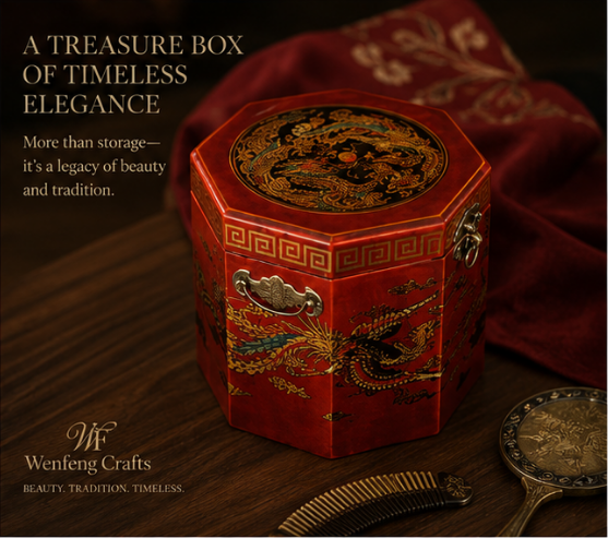 Dragon and Phoenix Pattern Lacquer Dressing Box