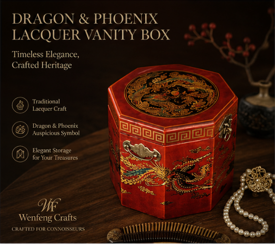 Dragon and Phoenix Pattern Lacquer Dressing Box