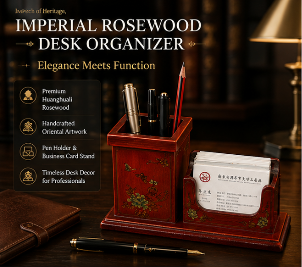 Imperial Rosewood Desk Organizer